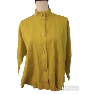 Itemz Chris Baumgartner 100% Linen‎ Shirt Chartreuse Lagenlook One Size